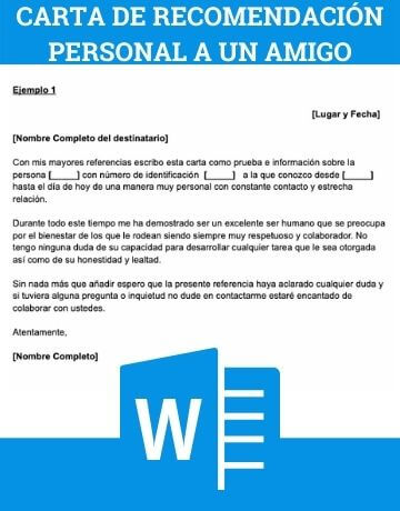 Carta De Recomendación Personal a Un Amigo
